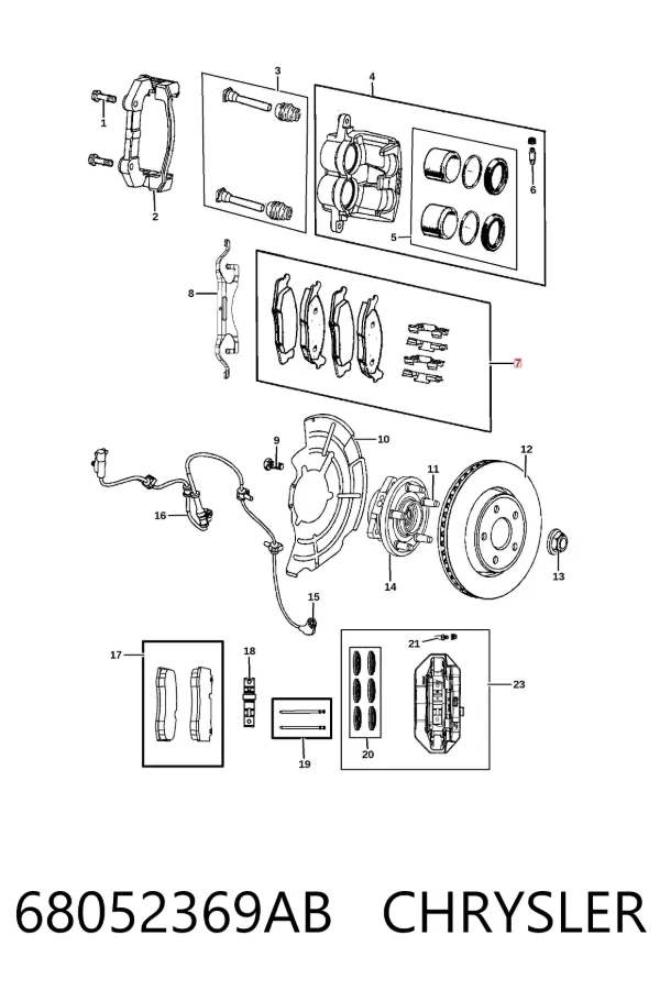 Klocki hamulcowe przednie tarczowe 68052369AB Chrysler