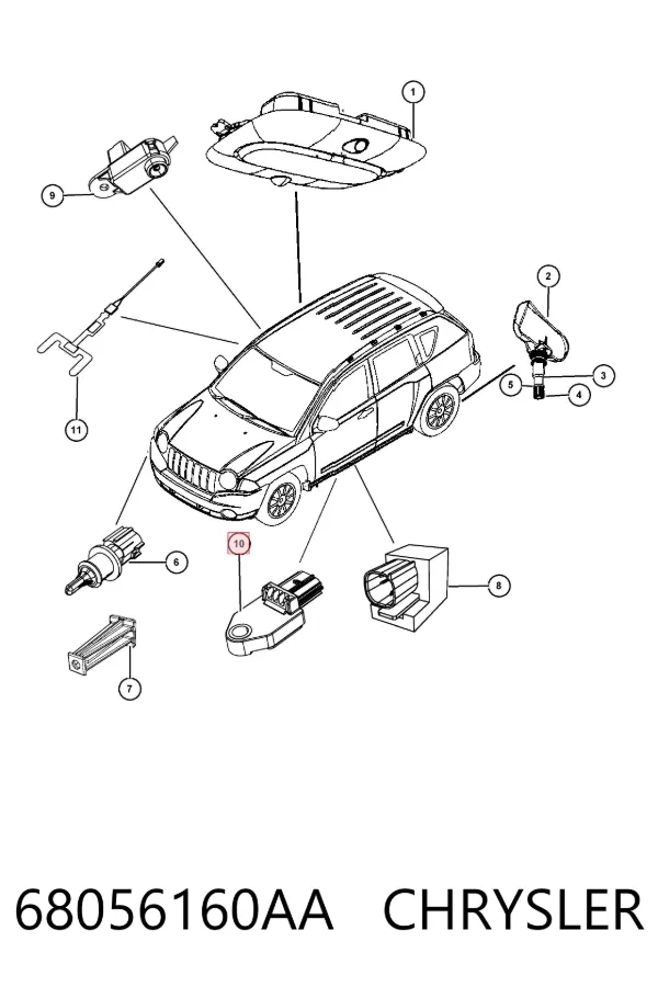 Czujnik AIRBAG przedni K68056160AA Fiat/Alfa/Lancia