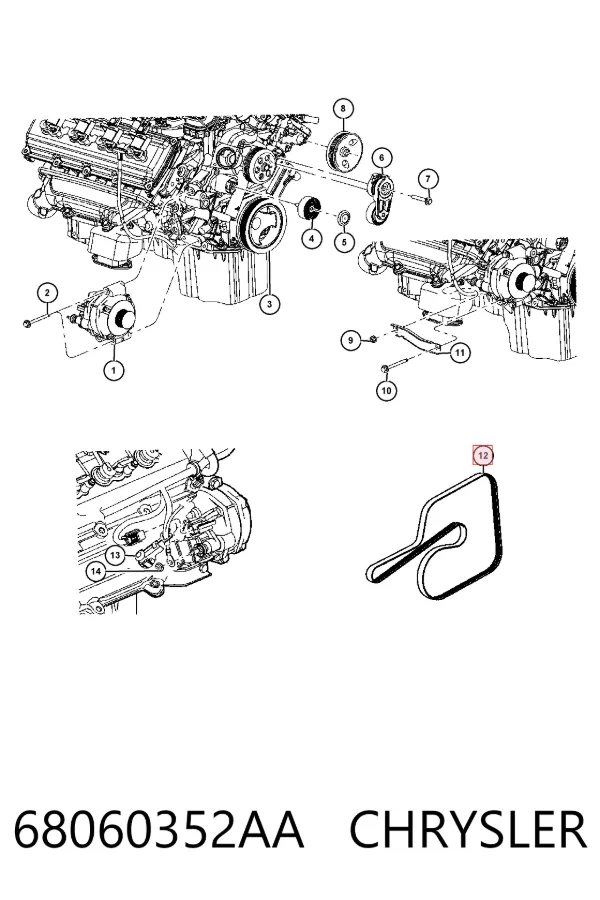 Pas napędowy mechanizmów 68060352AA Chrysler