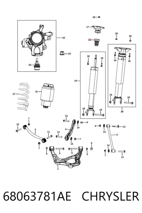 Poduszka amortyzatora tylnego 68063781AE Chrysler
