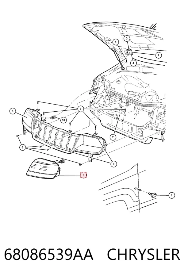 Reflektor lewy 68086539AA Chrysler