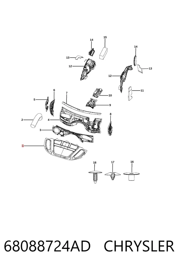 Wygluszenie maski 68088724AD Chrysler
