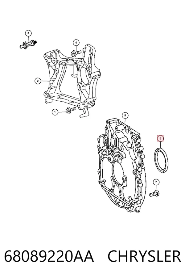 Uszczelniacz wału korbowego silnika tylny 68089220AA Chrysler