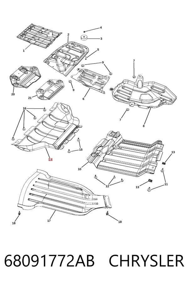 Osłona silnika, miski (przedziału silnika) 68091772AB Chrysler