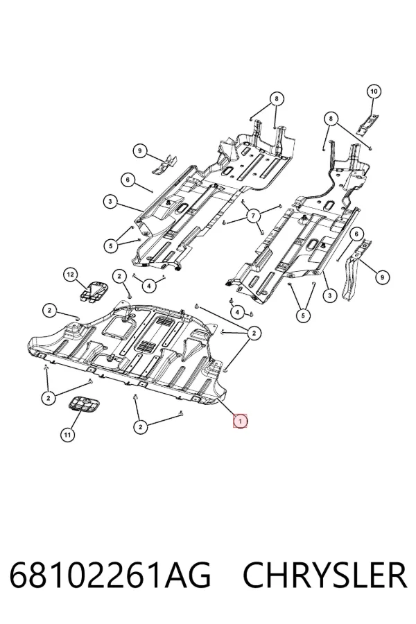 Osłona silnika, miski (przedziału silnika) 68102261AG Chrysler