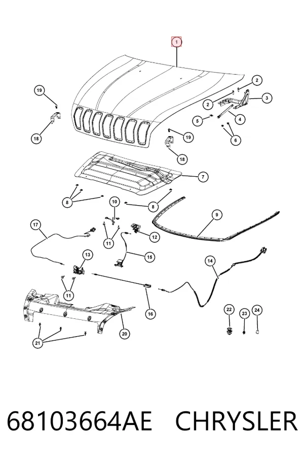 Maska silnika 68103664AE Chrysler