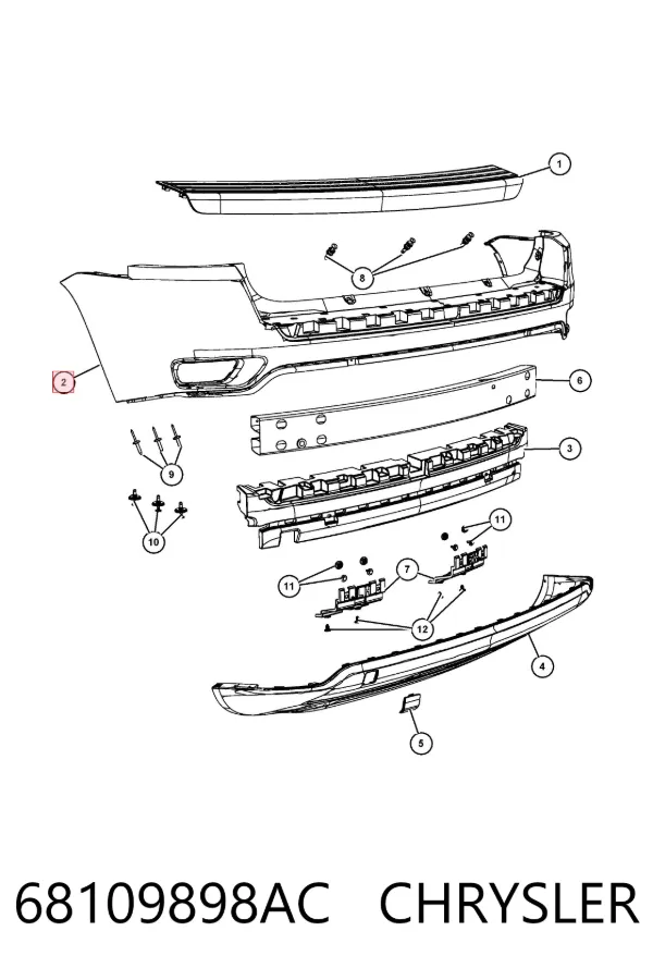 Zderzak tylny 68109898AC Chrysler
