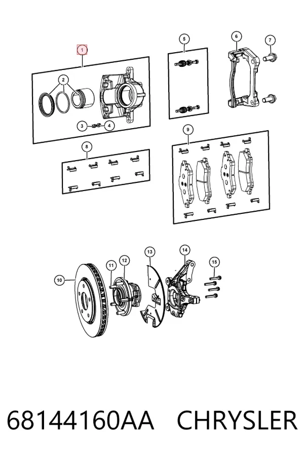 Zacisk hamulcowy przedni prawy 68144160AA Chrysler