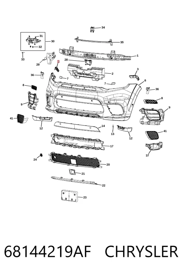 Wspornik zderzaka przedniego lewy 68144219AF Chrysler