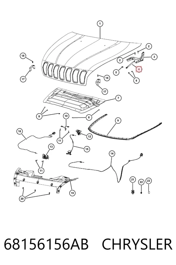 Amortyzator maski 68156156AB Chrysler