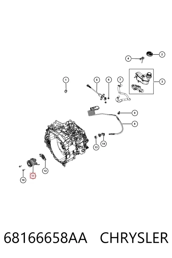 Cylinder roboczy sprzęgła (wysprzęglik) w komplecie z łożyskiem wyciskowym 68166658AA Chrysler