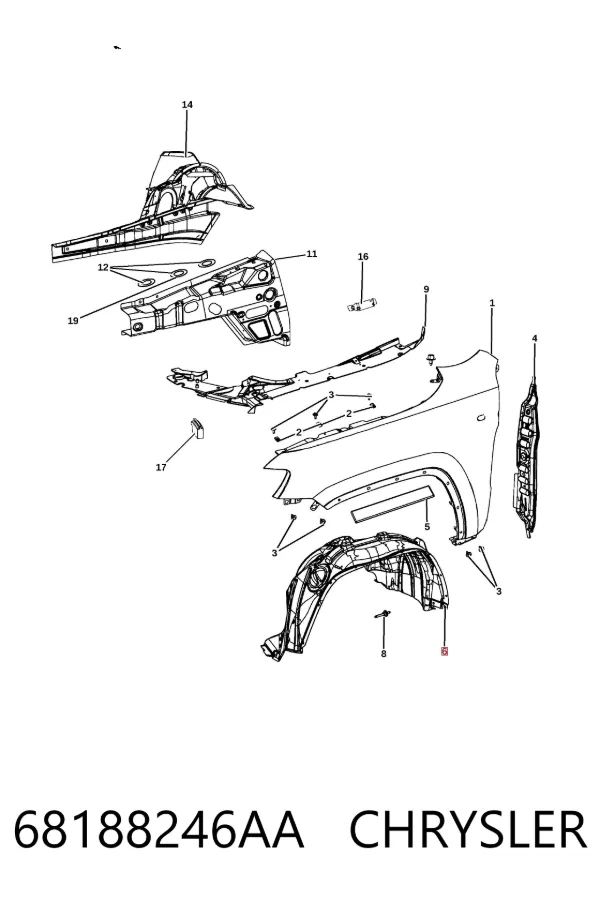 Nadkole błotnika przedniego prawe 68188246AA Chrysler