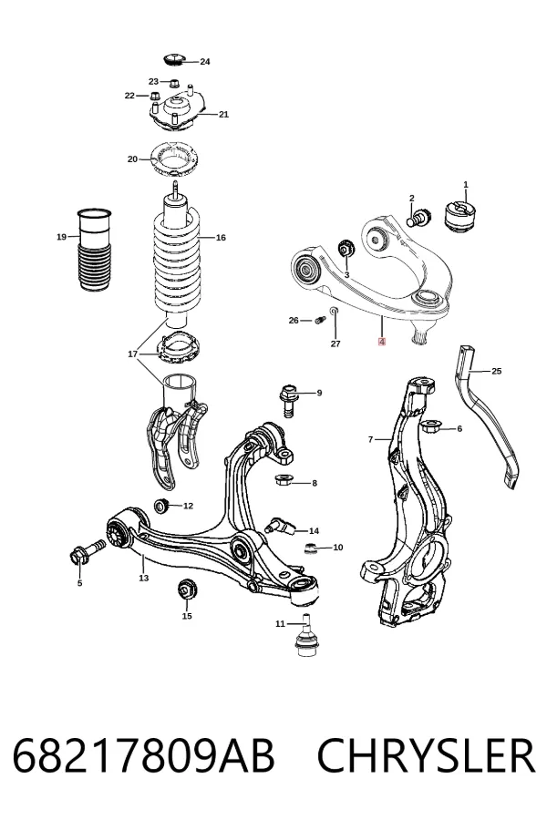 Wahacz zawieszenia przedniego górny lewy 68217809AB Chrysler