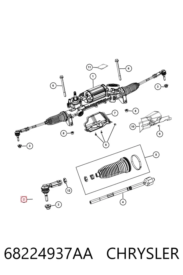 Końcówka drążka kierowniczego zewnętrzna 68224937AA Chrysler