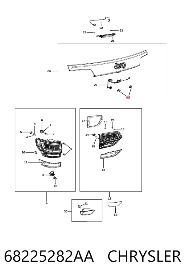 Lampa oświetlenia tylnej tablicy rejestracyjnej 68225282AA Chrysler