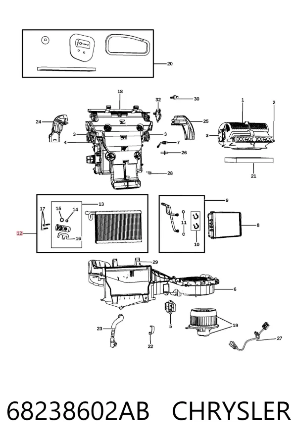 Parownik klimatyzacji Jeep Grand Cherokee IV