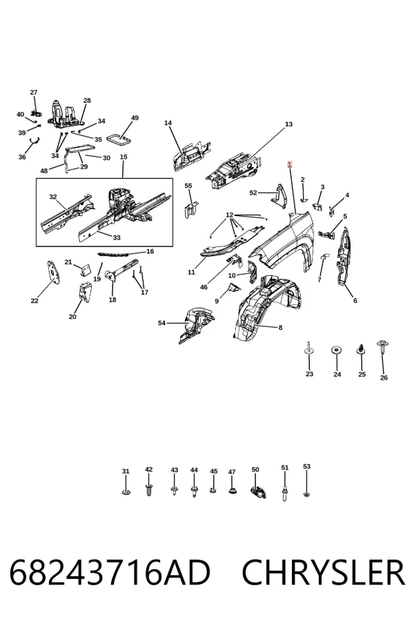 Błotnik przedni prawy 68243716AD Chrysler