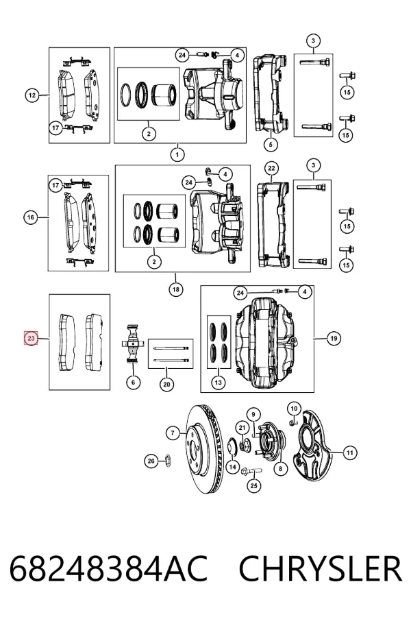 Klocki hamulcowe przednie tarczowe 68248384AC Chrysler