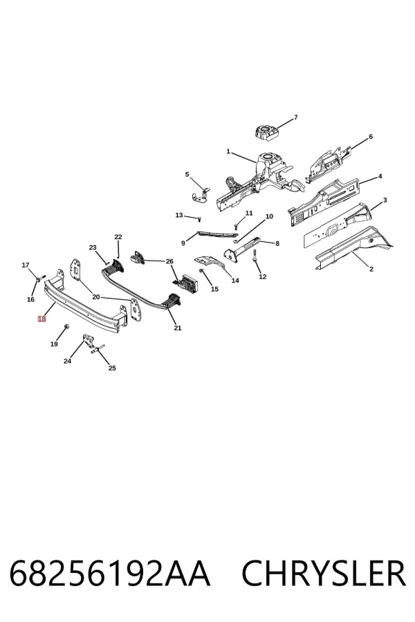 Wzmocnienie zderzaka przedniego 68256192AA Chrysler