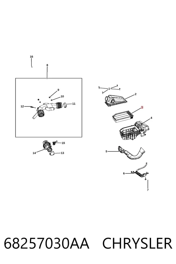 Filtr powietrza 68257030AA Chrysler