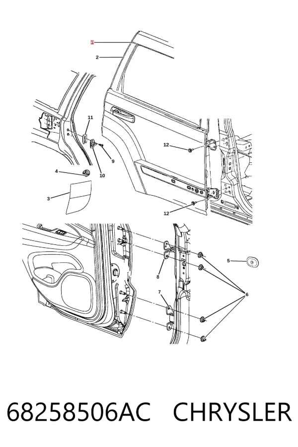 Drzwi tylne prawe 68258506AC Chrysler