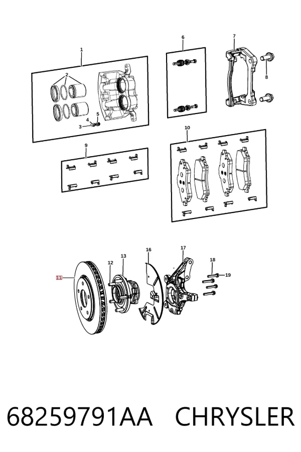 Tarcza hamulcowa przednia 68259791AA Chrysler