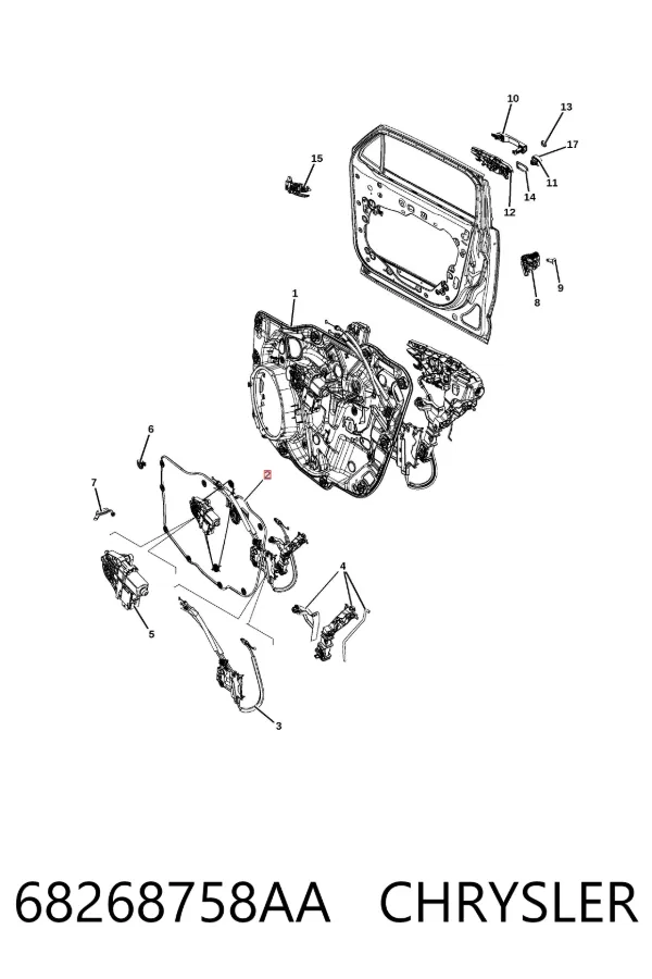 Mechanizm podnoszenia szyby drzwi przednich prawych Jeep RENEGADE BU