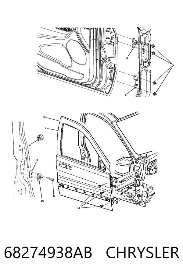 Drzwi przednie prawe 68274938AB Chrysler