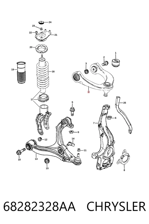 Wahacz zawieszenia przedniego prawy górny 68282328AA Chrysler