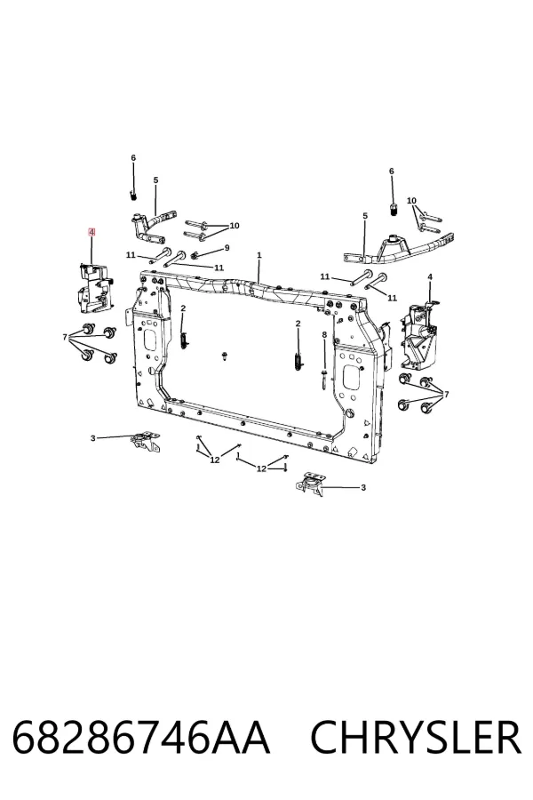 Uchwyt chłodnicy prawy 68286746AA Chrysler