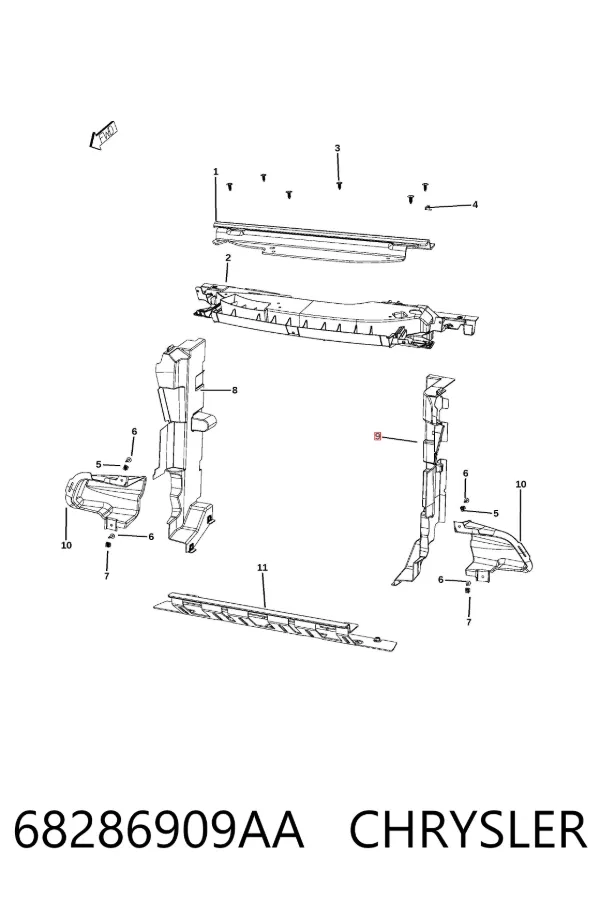 Kierownica powietrza (deflektor) chodnicy lewa 68286909AA Chrysler