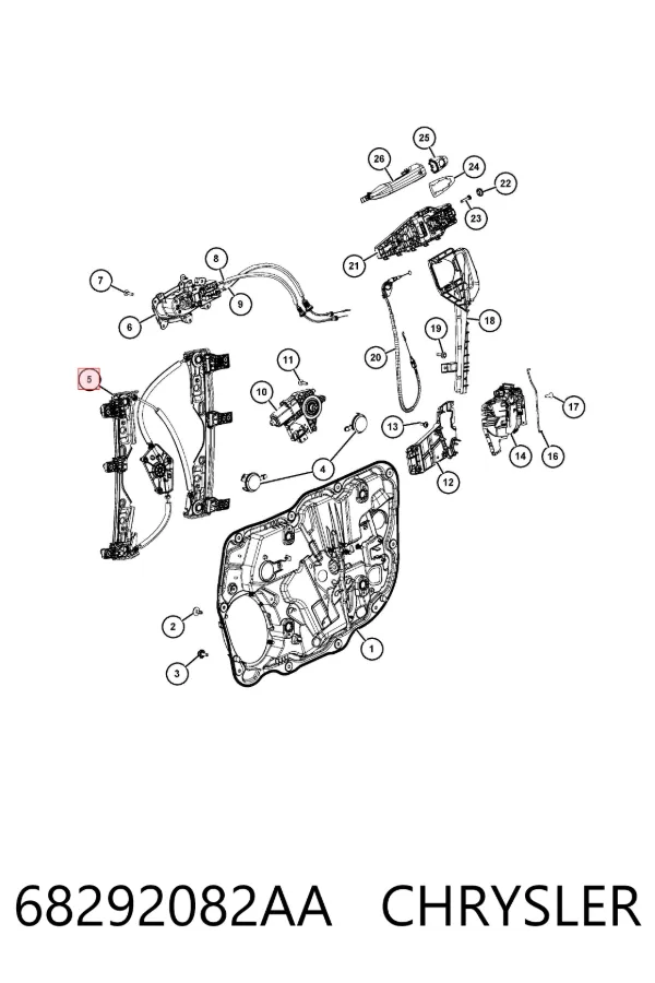 Mechanizm podnoszenia szyby drzwi przednich prawych 68292082AA Chrysler