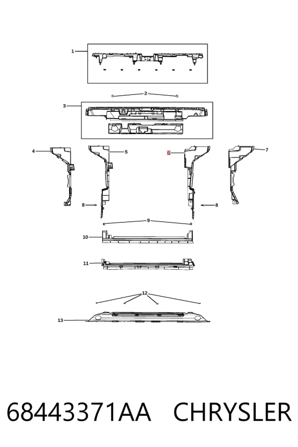 Kierownica powietrza (deflektor) chodnicy lewa 68443371AA Chrysler