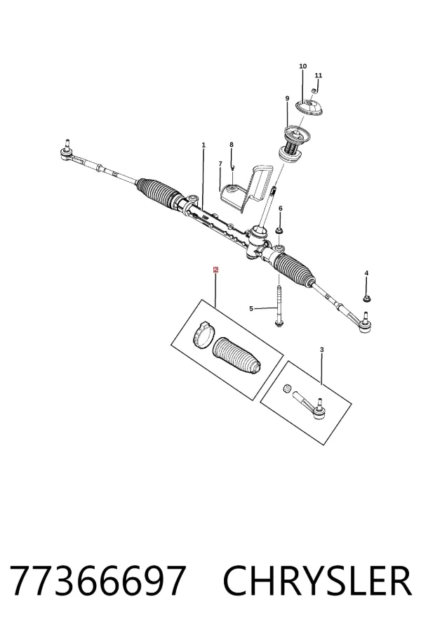 Osłona mechanizmu kierowniczego (maglownicy) 77366697 Chrysler