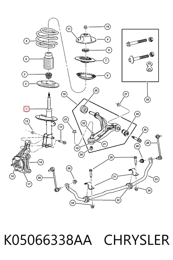 Amortyzator przedni K05066338AA Chrysler