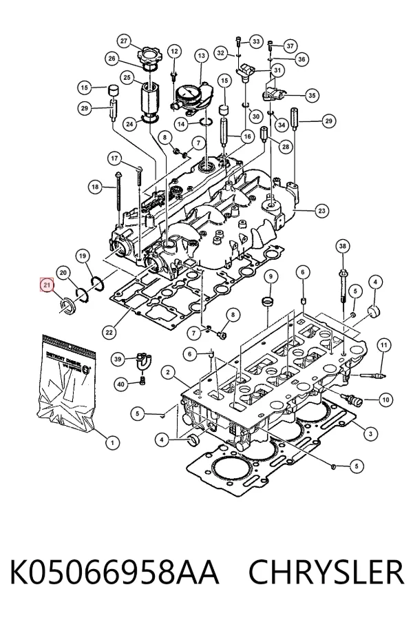 Uszczelniacz wałka rozrządu silnika K05066958AA Chrysler