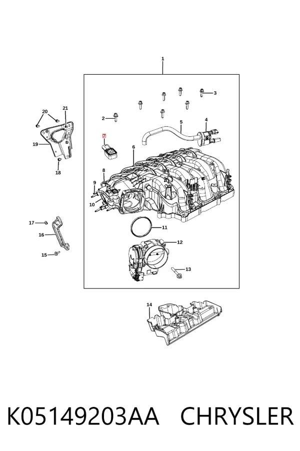 Czujnik ciśnienia w kolektorze ssącym, MAP K05149203AA Chrysler