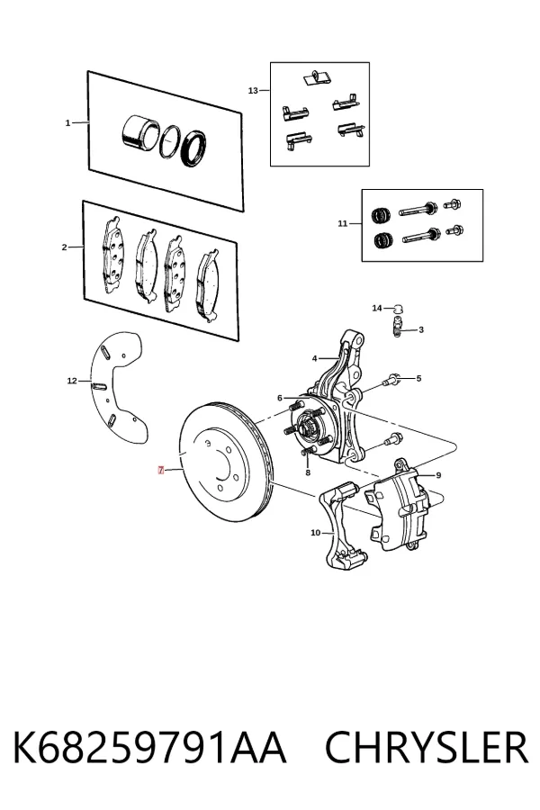 Tarcza hamulcowa przednia K68259791AA Chrysler