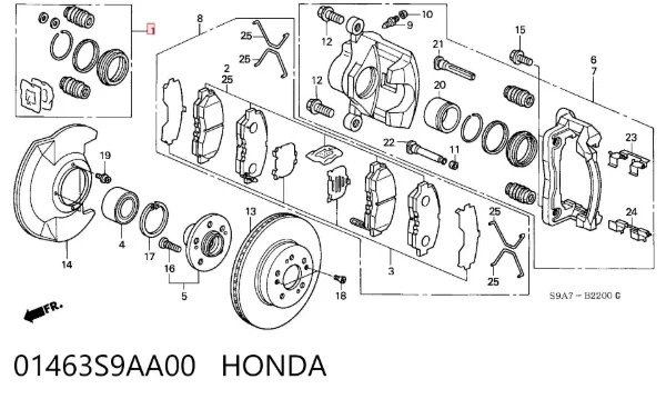 Zestaw naprawczy zacisku hamulcowego przedniego 01463S9AA00 Honda