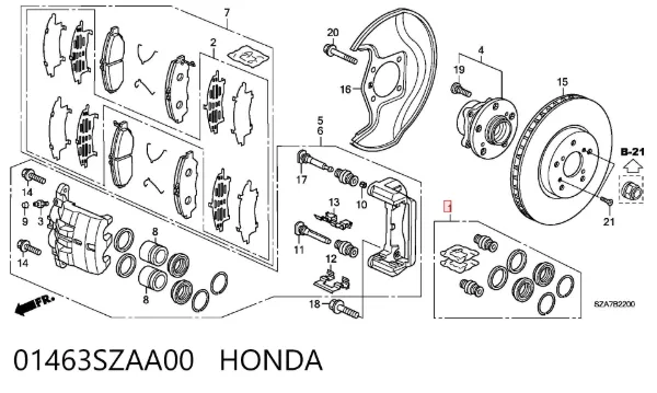 Zestaw naprawczy zacisku hamulcowego przedniego 01463SZAA00 Honda