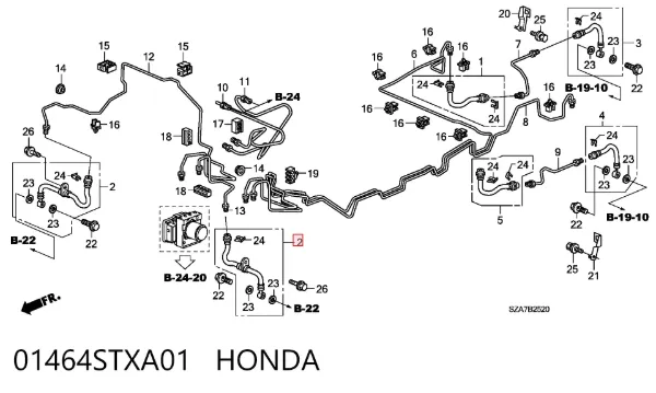 Przewód hamulcowy przedni Honda Pilot II