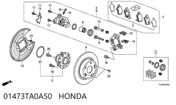 Zestaw naprawczy zacisku hamulcowego tylnego 01473TA0A50 Honda