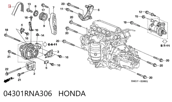 Pas napędowy mechanizmów 04301RNA306 Honda
