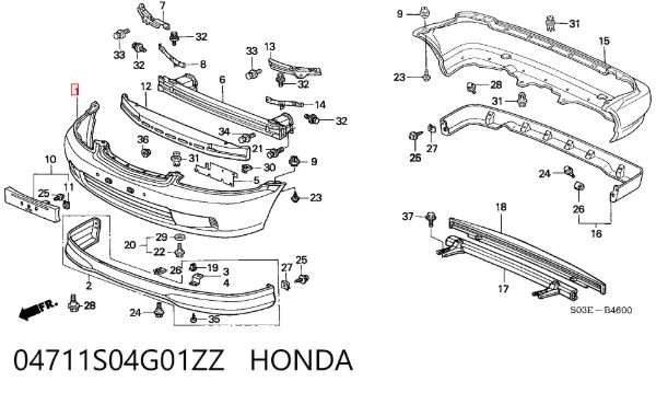 Zderzak przedni 04711S04G01ZZ Honda