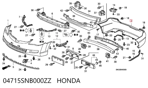 Zderzak tylny 04715SNB000ZZ Honda