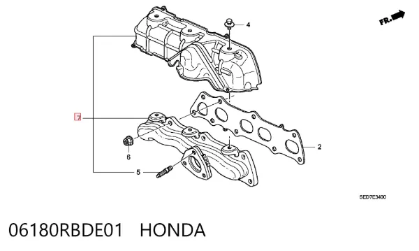 Kolektor wydechowy 06180RBDE01 Honda