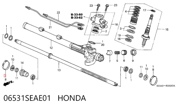 Zestaw naprawczy maglownicy (mechanizmu) (zestaw uszczelniaczy) 06531SEAE01 Honda