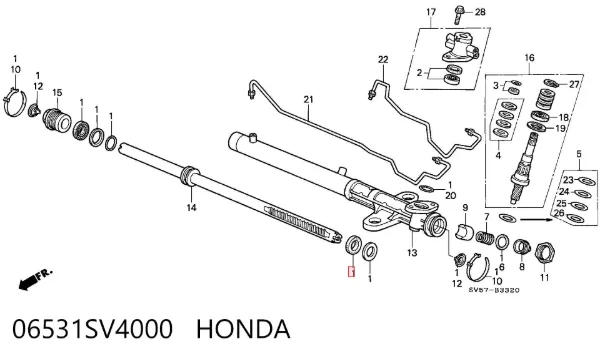 Zestaw naprawczy maglownicy (mechanizmu) (zestaw uszczelniaczy) 06531SV4000 Honda