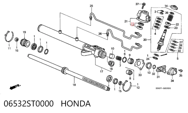 Zestaw naprawczy maglownicy (mechanizmu) (zestaw uszczelniaczy) 06532ST0000 Honda