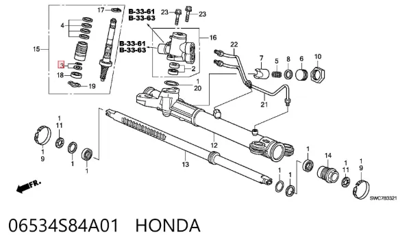 Zestaw naprawczy maglownicy (mechanizmu) (zestaw uszczelniaczy) 06534S84A01 Honda